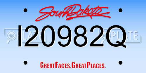 I20982Q South Dakota License Plate