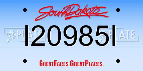 I20985I South Dakota License Plate