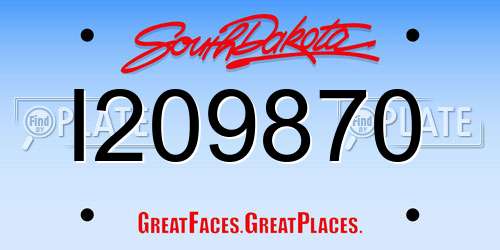I209870 South Dakota License Plate