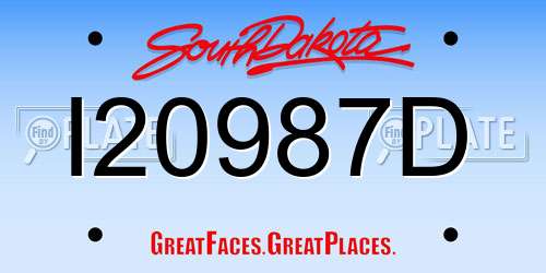 I20987D South Dakota License Plate
