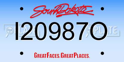 I20987O South Dakota License Plate