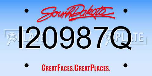 I20987Q South Dakota License Plate