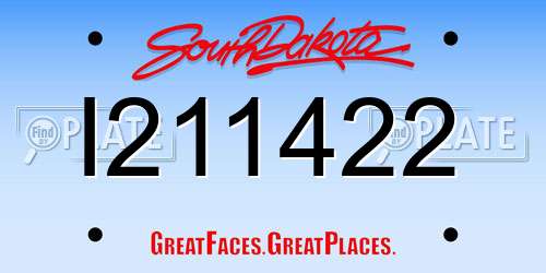 I211422 South Dakota License Plate