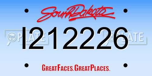 I212226 South Dakota License Plate