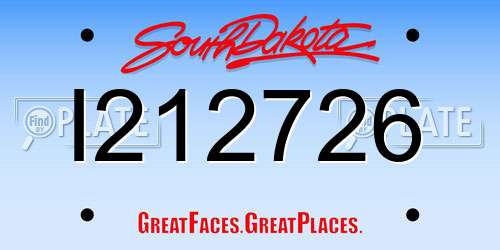 I212726 South Dakota License Plate