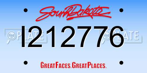 I212776 South Dakota License Plate