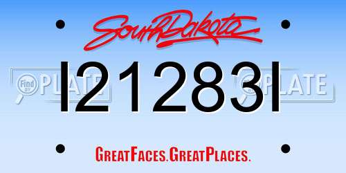 I21283I South Dakota License Plate