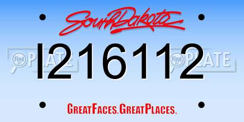 I216112 South Dakota License Plate