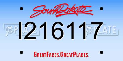 I216117 South Dakota License Plate