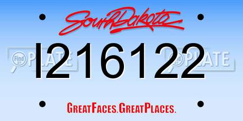 I216122 South Dakota License Plate