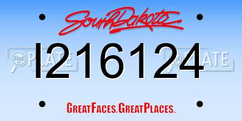 I216124 South Dakota License Plate