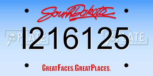 I216125 South Dakota License Plate