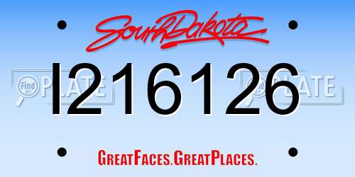I216126 South Dakota License Plate