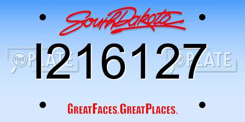 I216127 South Dakota License Plate