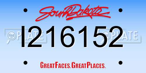 I216152 South Dakota License Plate
