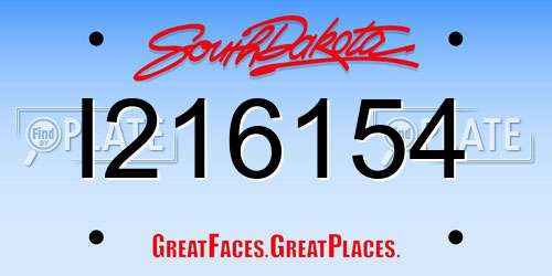 I216154 South Dakota License Plate