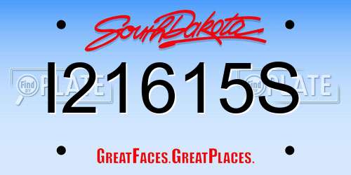 I21615S South Dakota License Plate