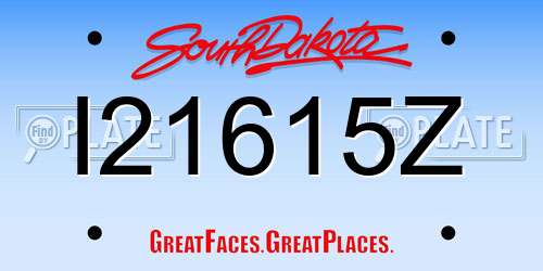 I21615Z South Dakota License Plate