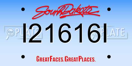 I21616I South Dakota License Plate