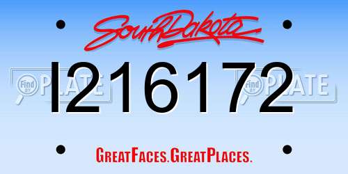 I216172 South Dakota License Plate