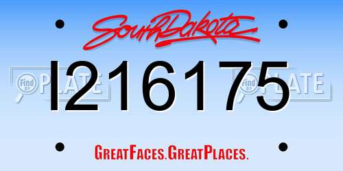 I216175 South Dakota License Plate