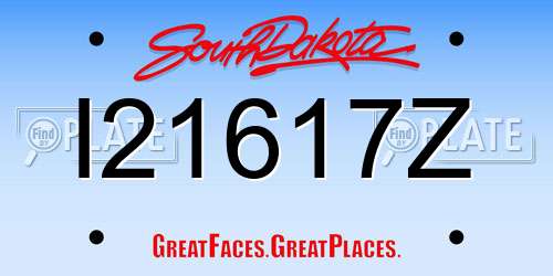 I21617Z South Dakota License Plate