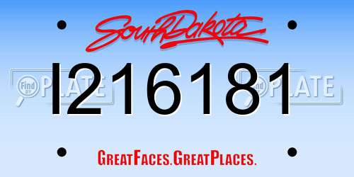 I216181 South Dakota License Plate