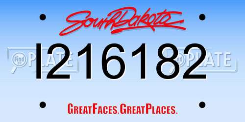 I216182 South Dakota License Plate