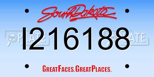 I216188 South Dakota License Plate