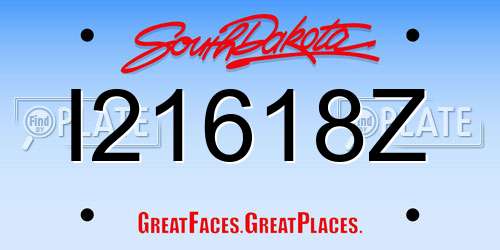 I21618Z South Dakota License Plate