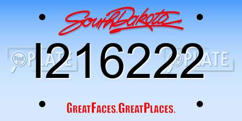 I216222 South Dakota License Plate