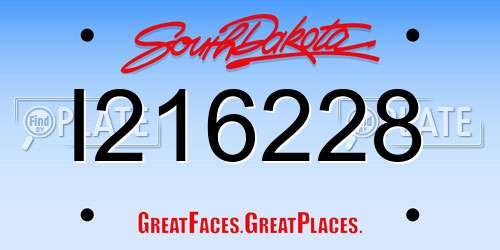 I216228 South Dakota License Plate
