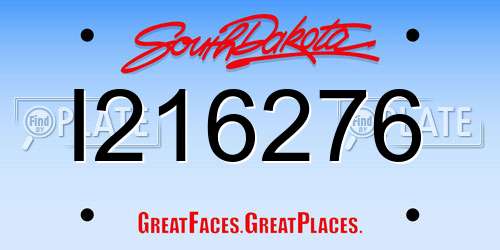 I216276 South Dakota License Plate