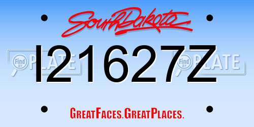 I21627Z South Dakota License Plate