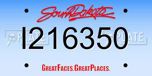 I216350 South Dakota License Plate
