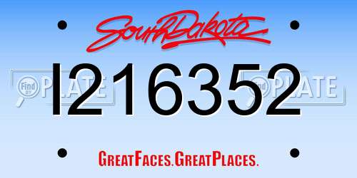 I216352 South Dakota License Plate
