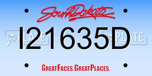 I21635D South Dakota License Plate