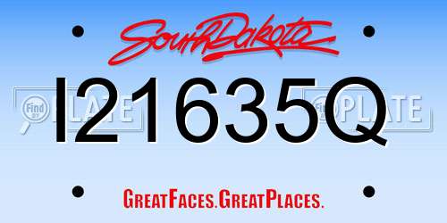I21635Q South Dakota License Plate