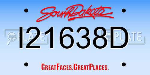 I21638D South Dakota License Plate