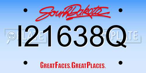 I21638Q South Dakota License Plate