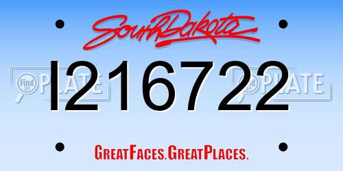 I216722 South Dakota License Plate
