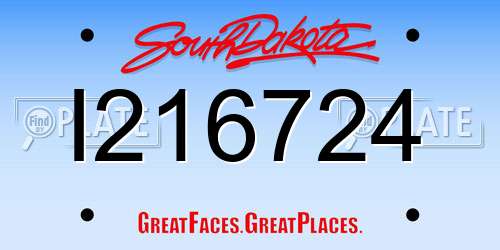I216724 South Dakota License Plate