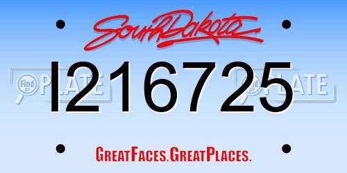 I216725 South Dakota License Plate