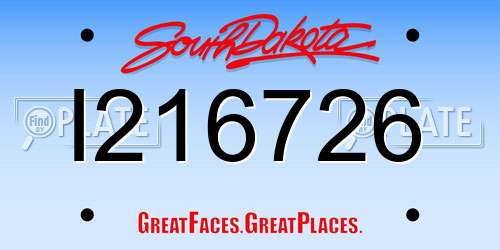 I216726 South Dakota License Plate