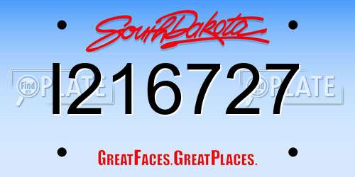 I216727 South Dakota License Plate