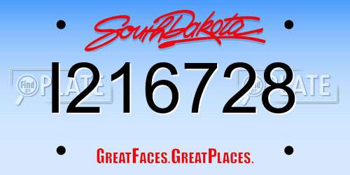 I216728 South Dakota License Plate