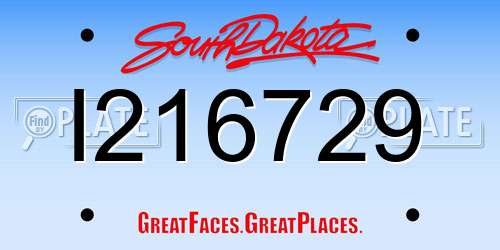 I216729 South Dakota License Plate