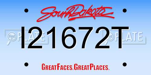 I21672T South Dakota License Plate