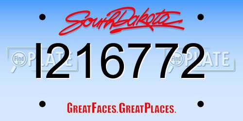 I216772 South Dakota License Plate