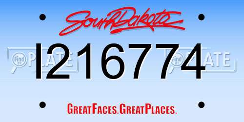 I216774 South Dakota License Plate